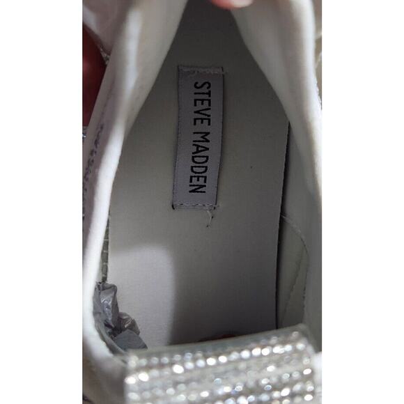 Steve Madden Womens Maxima-R White Bling Rhinestones Concert Sneaker Shoe Sz 12 - Picture 11 of 15